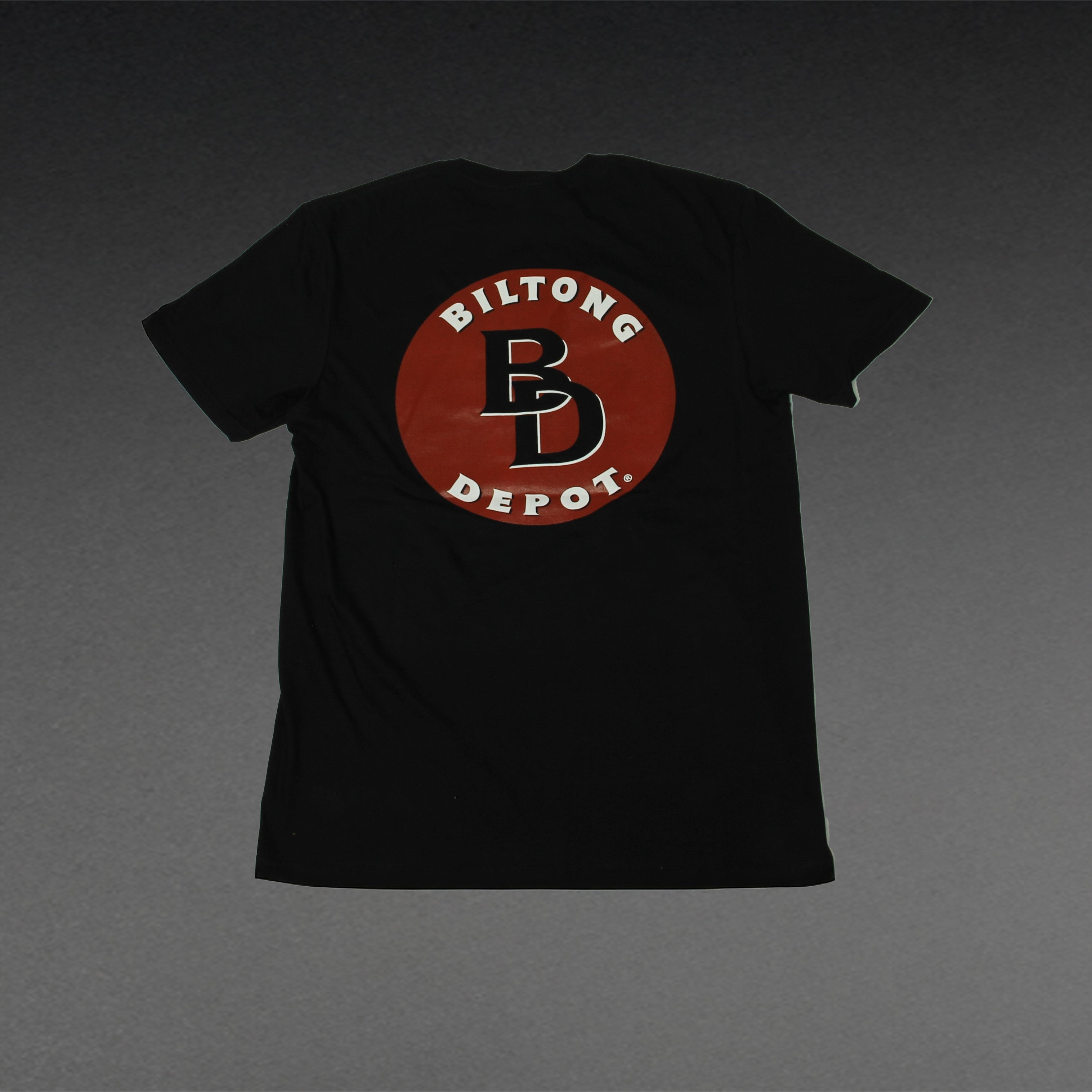 black cotton gildan softsyle tshirt with biltong depot and steer on front