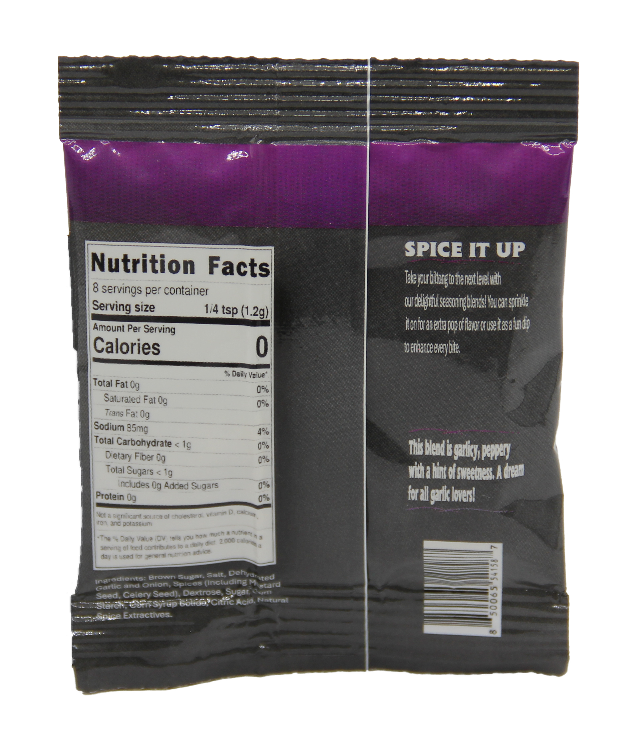 Vampire's Nightmare Biltong Flavor Dust Back of Packaging