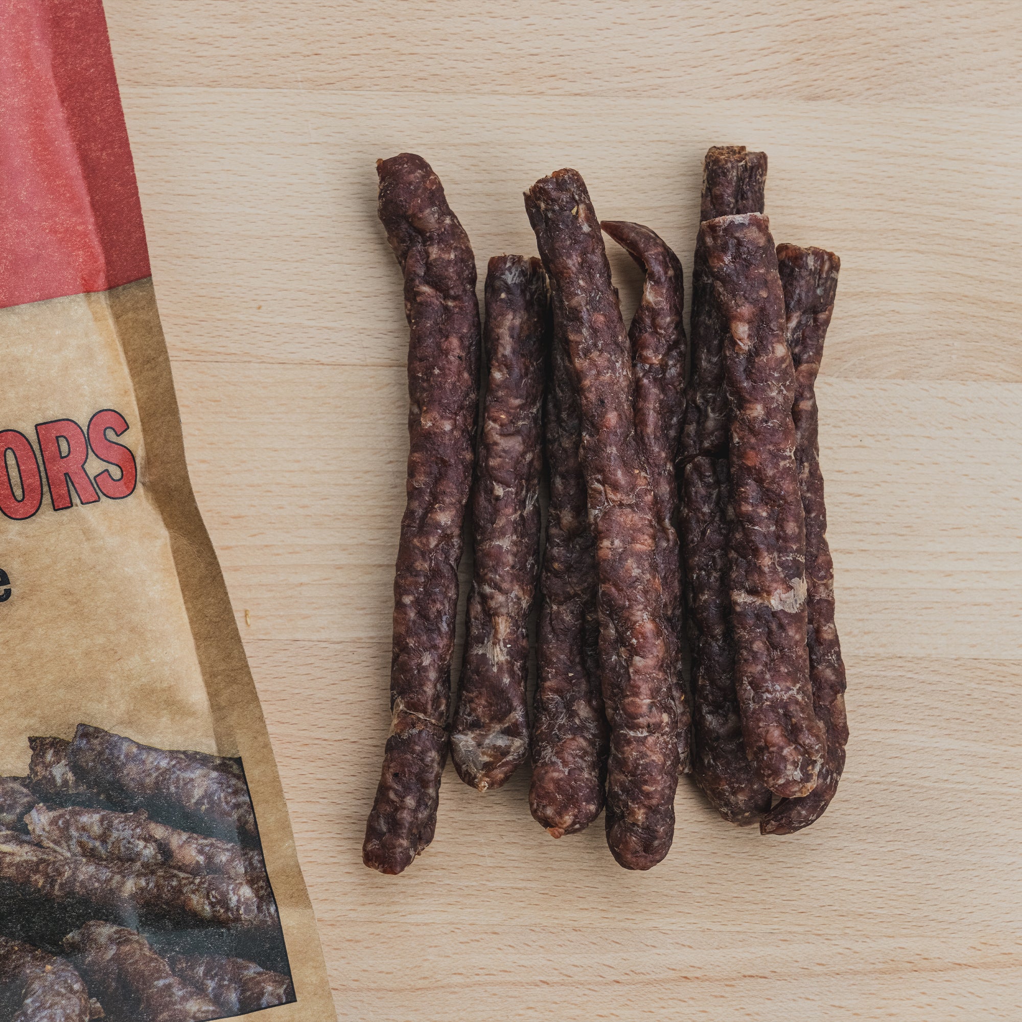 beef dried sausage droewors high protein clean ingredients snack stick