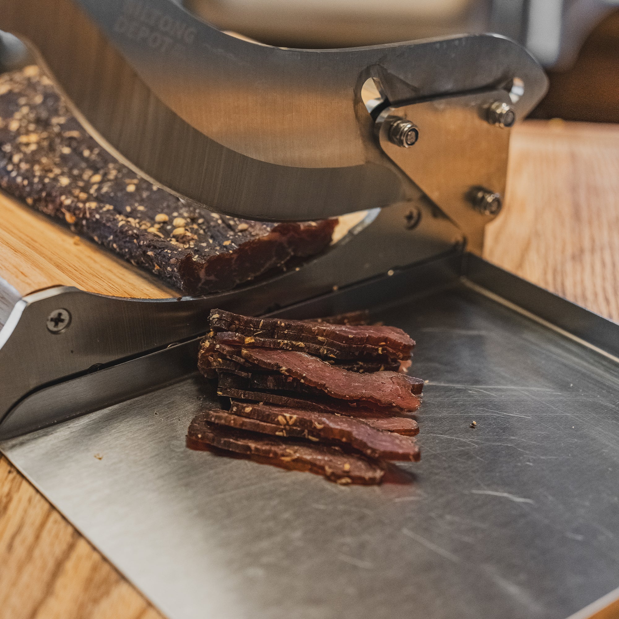 smoky beef biltong slab biltong slicer charcuterie high protein clean ingredients