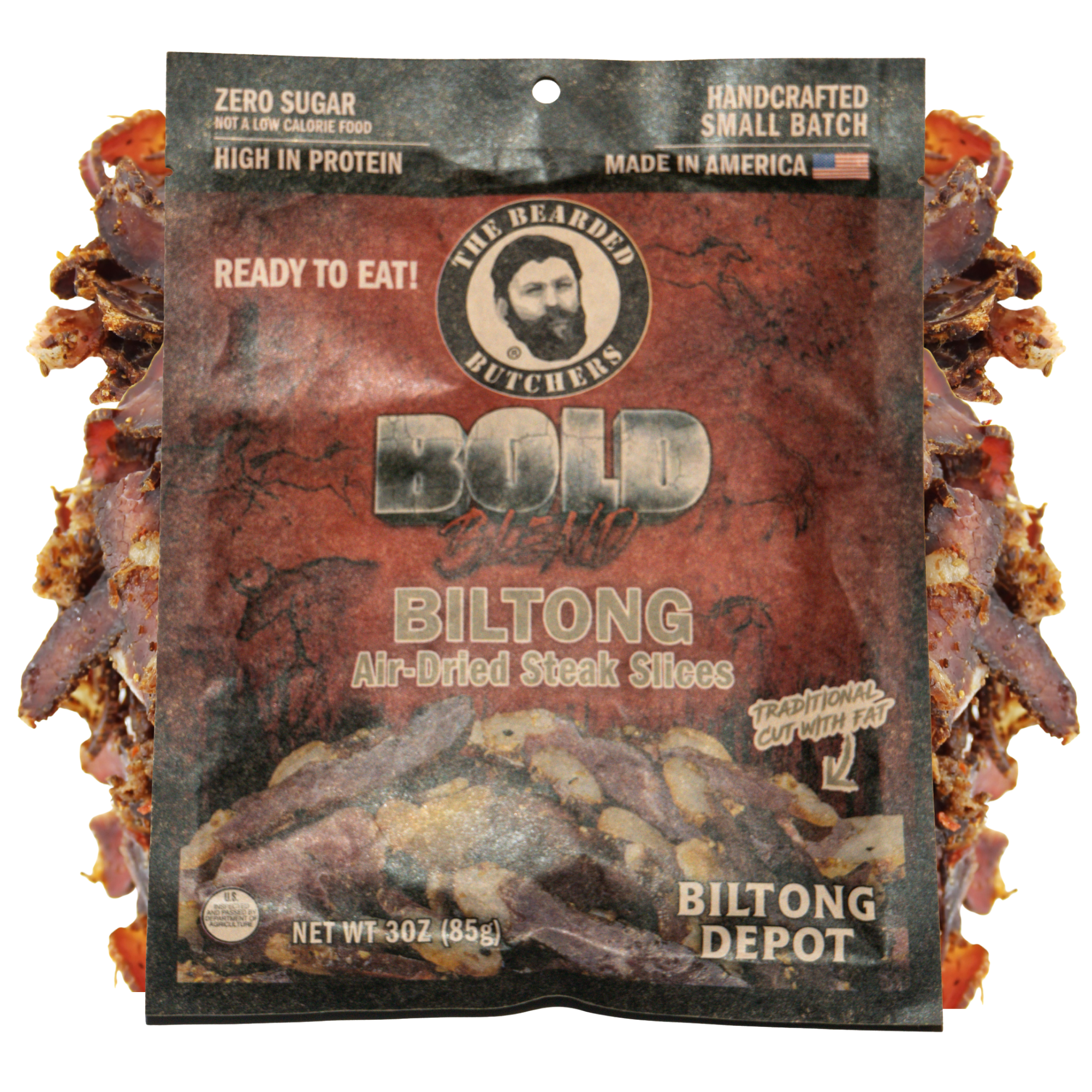 Bearded Butchers Bold Biltong with Fat - Slices