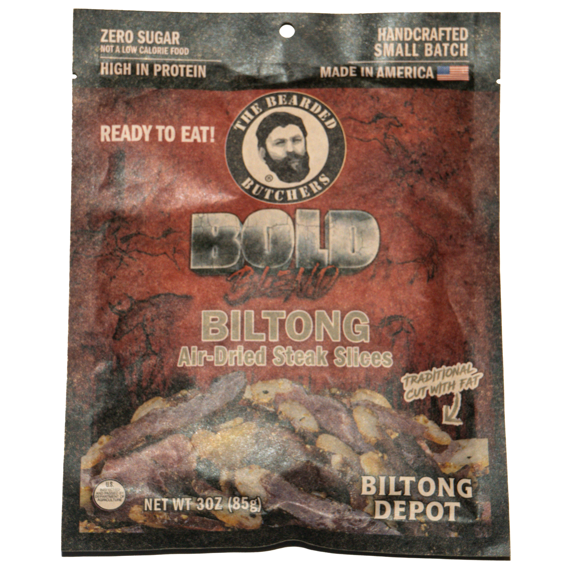 Bearded Butchers Bold Biltong with Fat - Slices