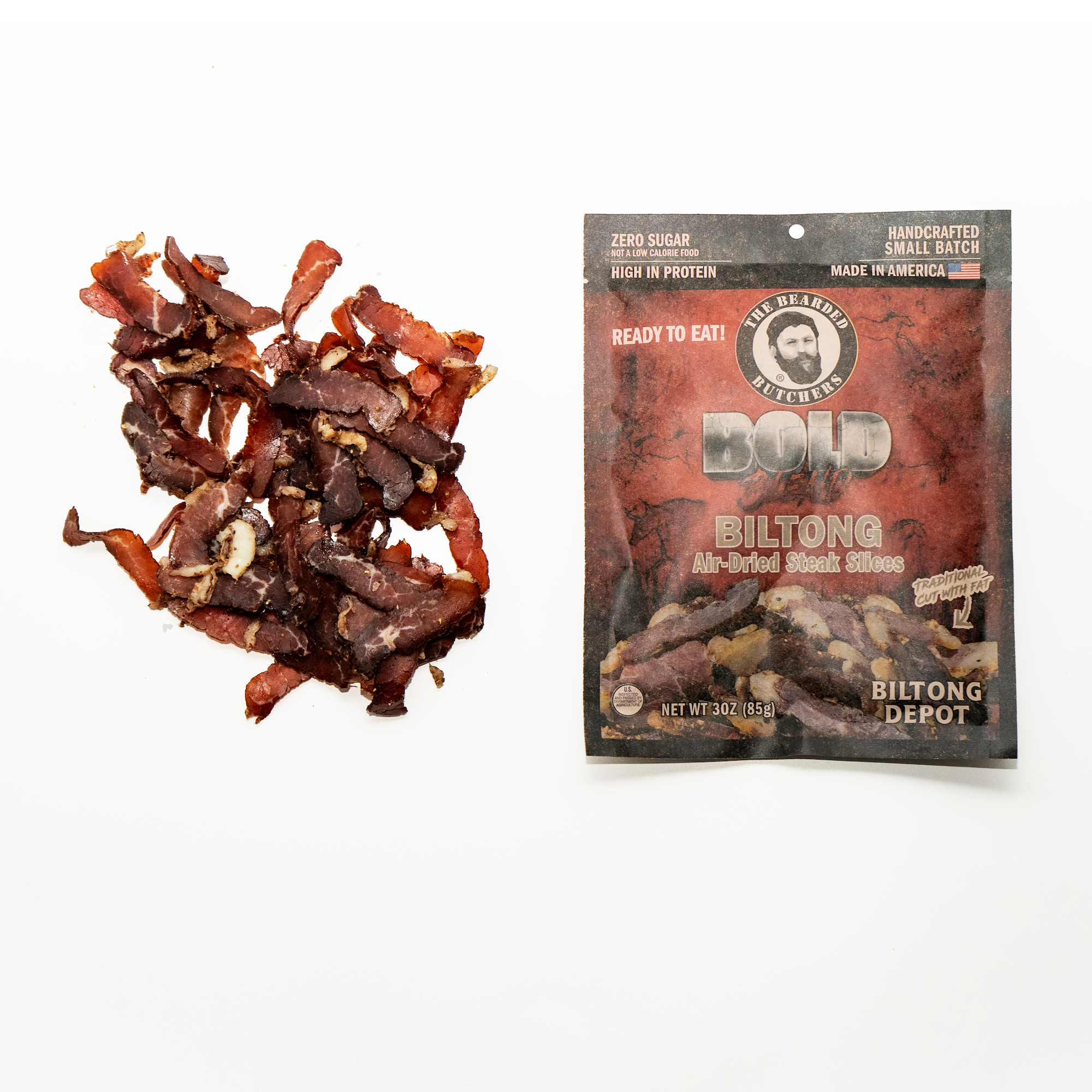 Bearded Butchers Bold Biltong with Fat - Slices